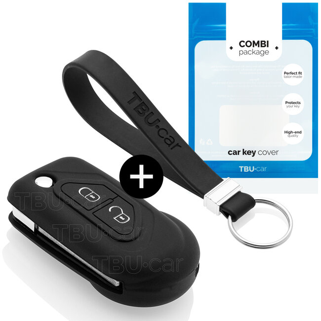 Car key cover compatible with Citroën - Silicone Protective Remote Key Shell - FOB Case Cover - Black