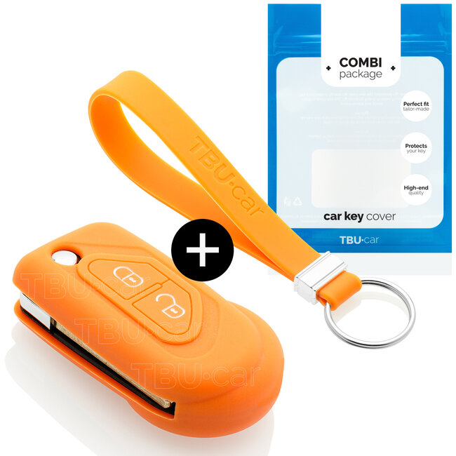 Capa para chave do carro compatível com Citroën - Capa Protetora de Chave Remota de Silicone - Tampa Remota FOB - Laranja