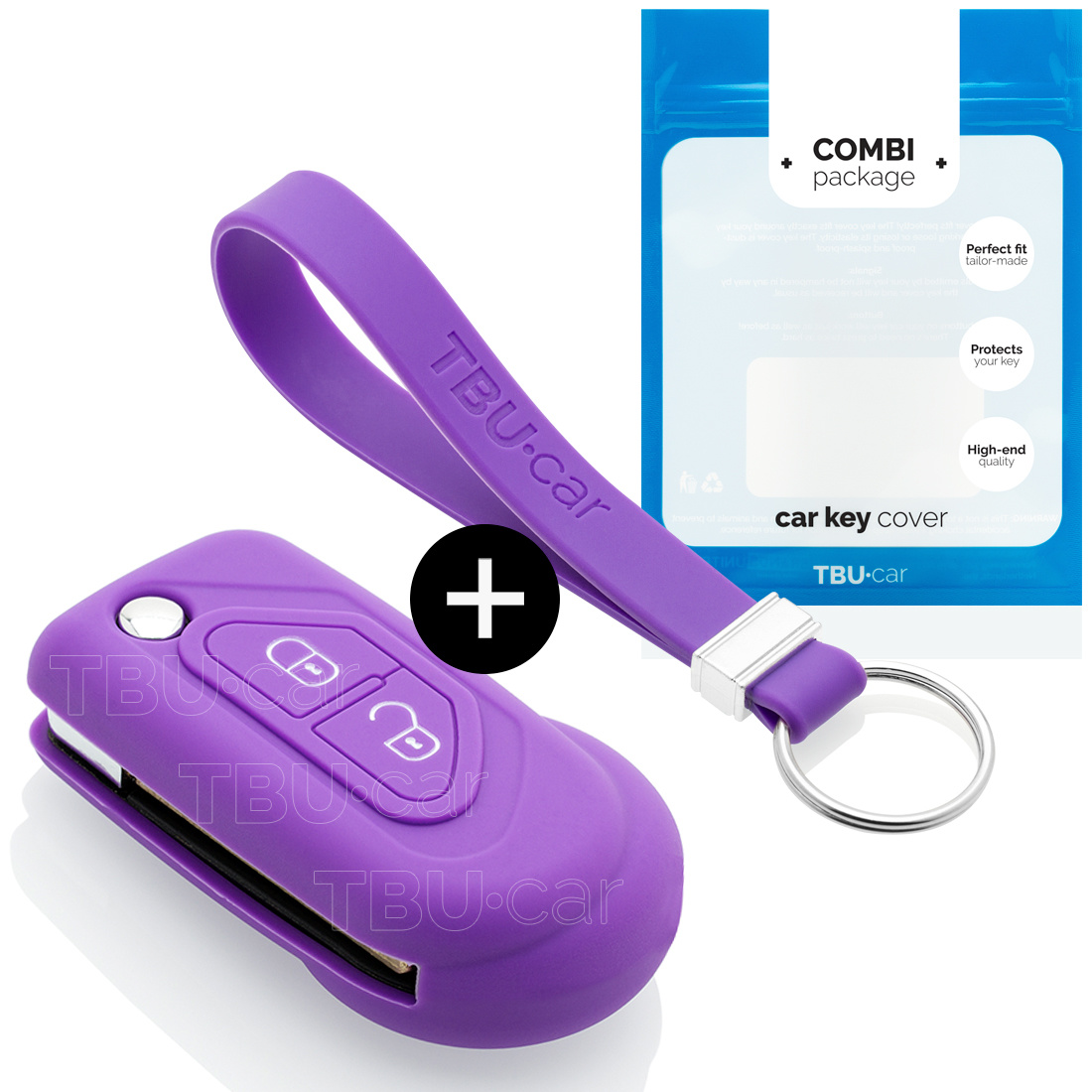 TBU car Citro√´n Capa Silicone Chave do carro - Capa protetora - Tampa remota FOB - Roxo