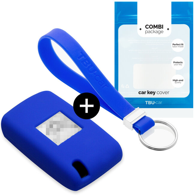Car key cover compatible with Citroën - Silicone Protective Remote Key Shell - FOB Case Cover - Blue