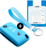 TBU car TBU car Car key cover compatible with Citroën - Silicone Protective Remote Key Shell - FOB Case Cover - Light Blue