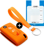 TBU car TBU car Funda Carcasa llave compatible con Citroën - Funda de Silicona - Cover de Llave Coche - Naranja