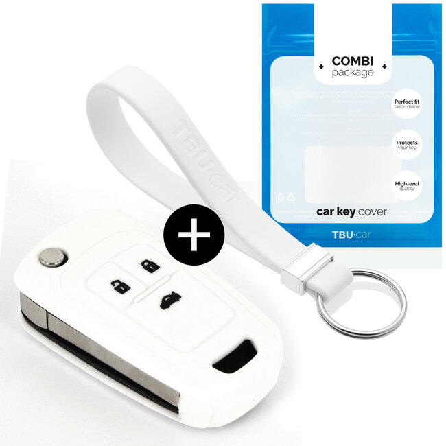 Funda Carcasa llave compatible con Chevrolet - Funda de Silicona - Cover de Llave Coche - Blanco