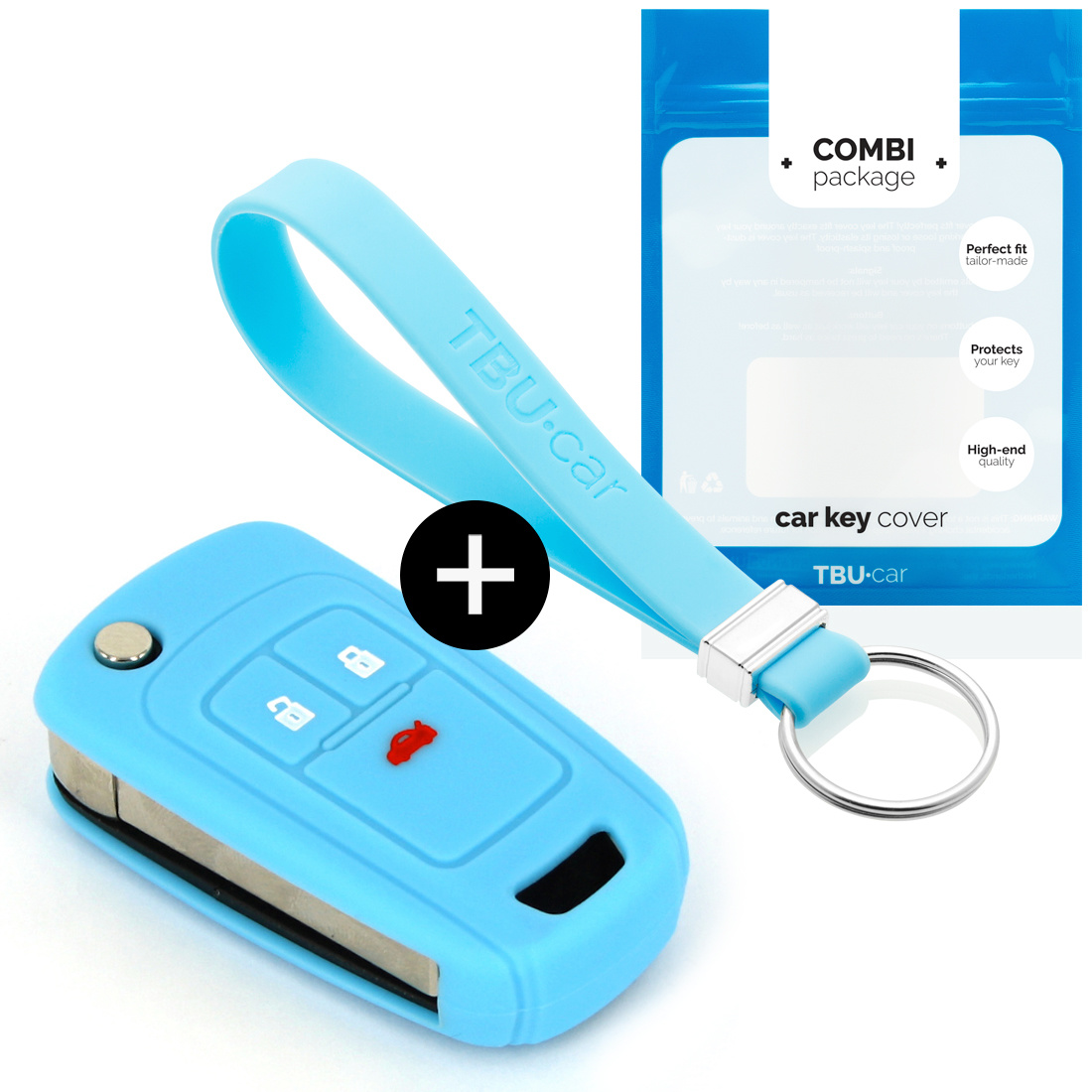 TBU car TBU car Car key cover compatible with Chevrolet - Silicone Protective Remote Key Shell - FOB Case Cover - Light Blue