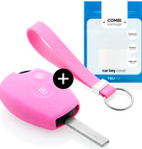 TBU car TBU car Car key cover compatible with Dacia - Silicone Protective Remote Key Shell - FOB Case Cover - Pink