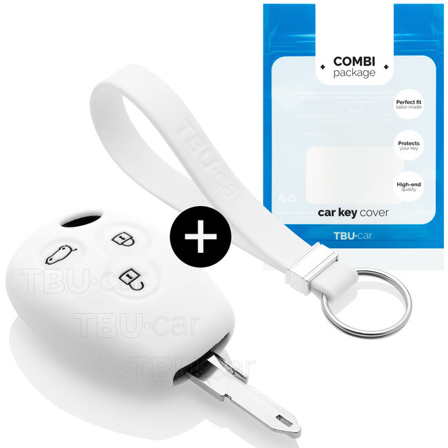 Car key cover compatible with Dacia - Silicone Protective Remote Key Shell - FOB Case Cover - White