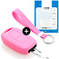 Car key cover compatible with Dacia - Silicone Protective Remote Key Shell - FOB Case Cover - Pink