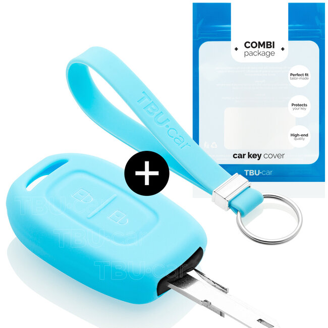 Car key cover compatible with Dacia - Silicone Protective Remote Key Shell - FOB Case Cover - Light Blue