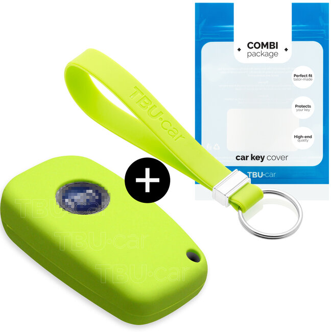 Sleutel cover compatibel met Fiat - Silicone sleutelhoesje - beschermhoesje autosleutel - Lime groen