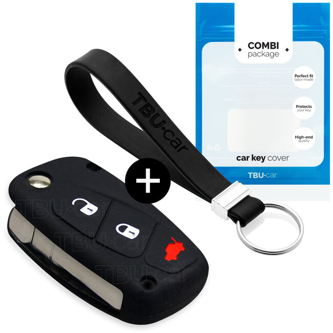 Sleutel cover compatibel met Fiat - Silicone sleutelhoesje - beschermhoesje autosleutel - Zwart