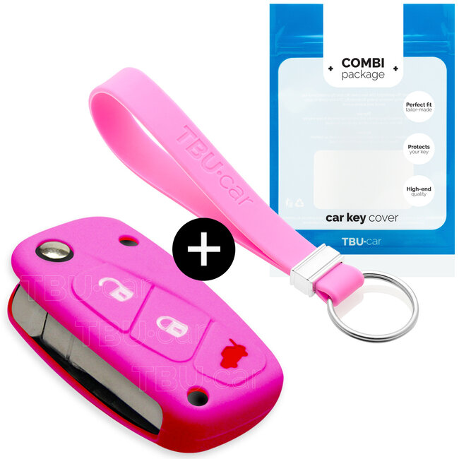 Car key cover compatible with Fiat - Silicone Protective Remote Key Shell - FOB Case Cover - Pink