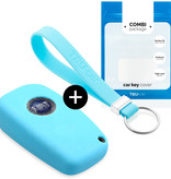 TBU car TBU car Car key cover compatible with Fiat - Silicone Protective Remote Key Shell - FOB Case Cover - Light Blue