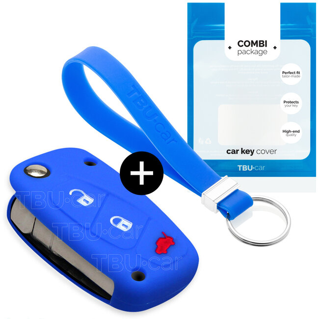 Funda Carcasa llave compatible con Fiat - Funda de Silicona - Cover de Llave Coche - Azul