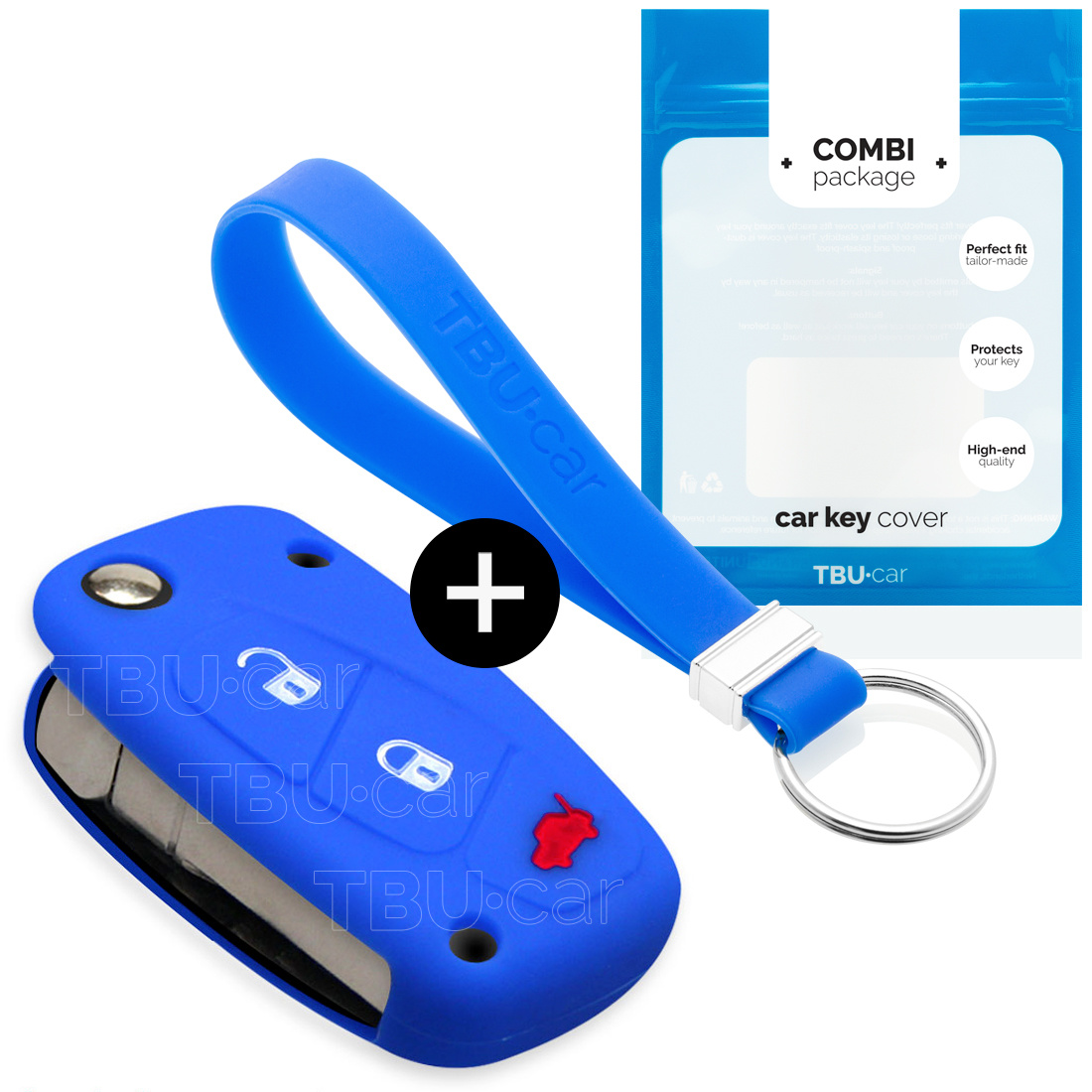 TBU car Fiat Capa Silicone Chave do carro - Capa protetora - Tampa remota FOB - Azul