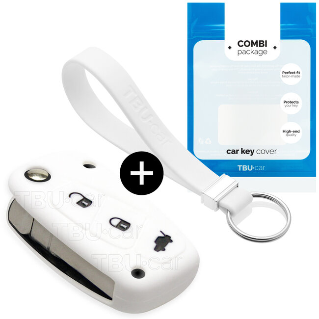 Capa para chave do carro compatível com Fiat - Capa Protetora de Chave Remota de Silicone - Tampa Remota FOB - Branco