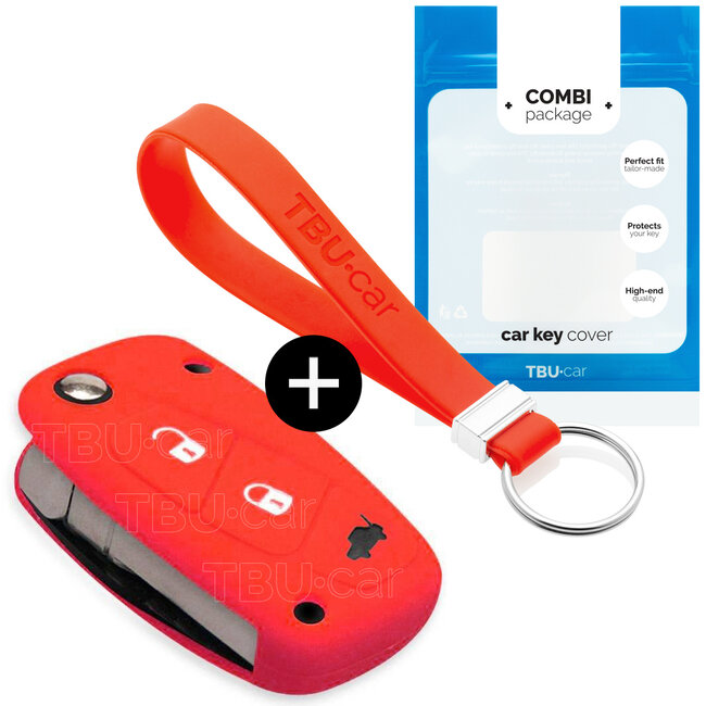 Funda Carcasa llave compatible con Fiat - Funda de Silicona - Cover de Llave Coche - Rojo