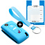 Funda Carcasa llave compatible con Fiat - Funda de Silicona - Cover de Llave Coche - Azul claro
