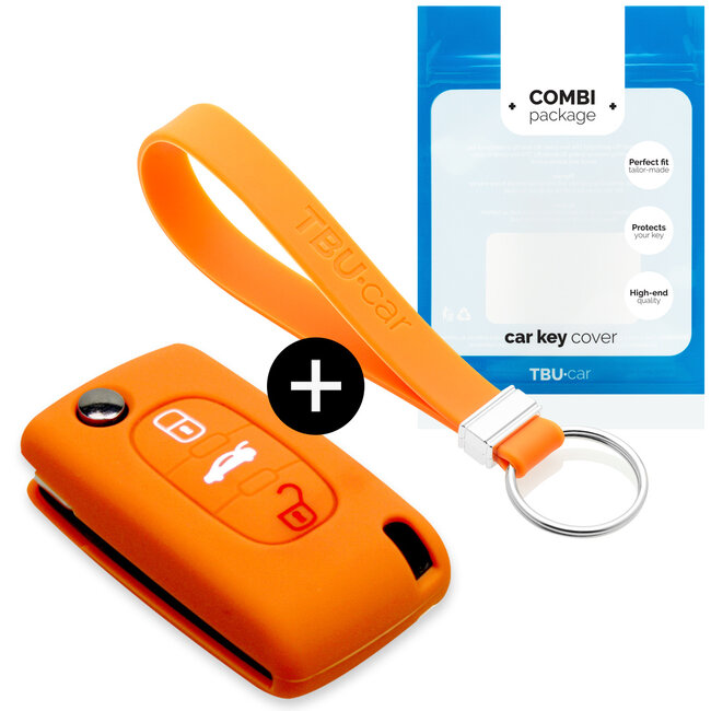 Funda Carcasa llave compatible con Fiat - Funda de Silicona - Cover de Llave Coche - Naranja