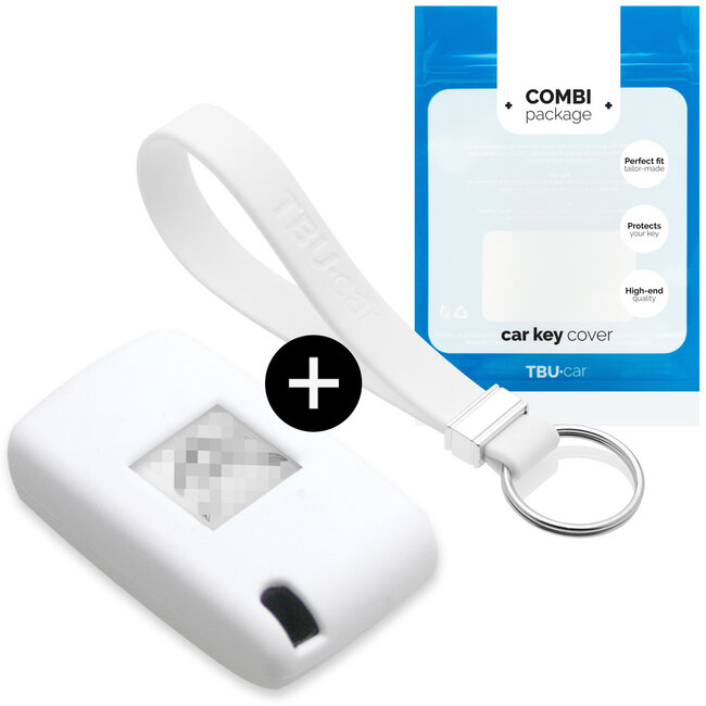 Funda Carcasa llave compatible con Fiat - Funda de Silicona - Cover de Llave Coche - Blanco