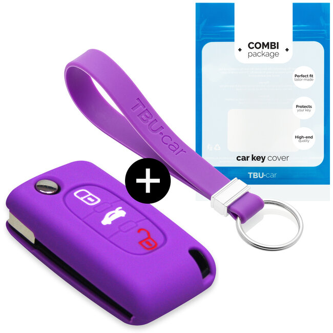 Funda Carcasa llave compatible con Fiat - Funda de Silicona - Cover de Llave Coche - Violeta