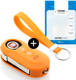 TBU car TBU car Car key cover compatible with Fiat - Silicone Protective Remote Key Shell - FOB Case Cover - Orange