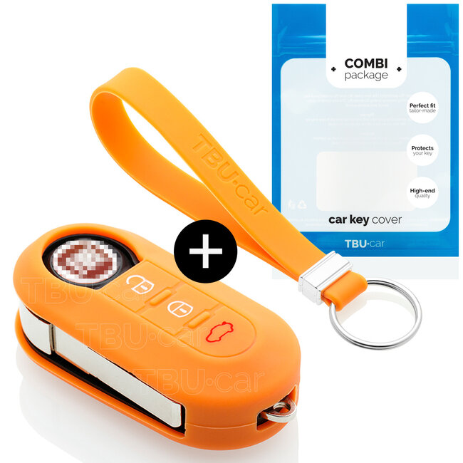 Housse de Protection clé compatible avec Fiat - Coque Cover Housse étui en Silicone - Orange