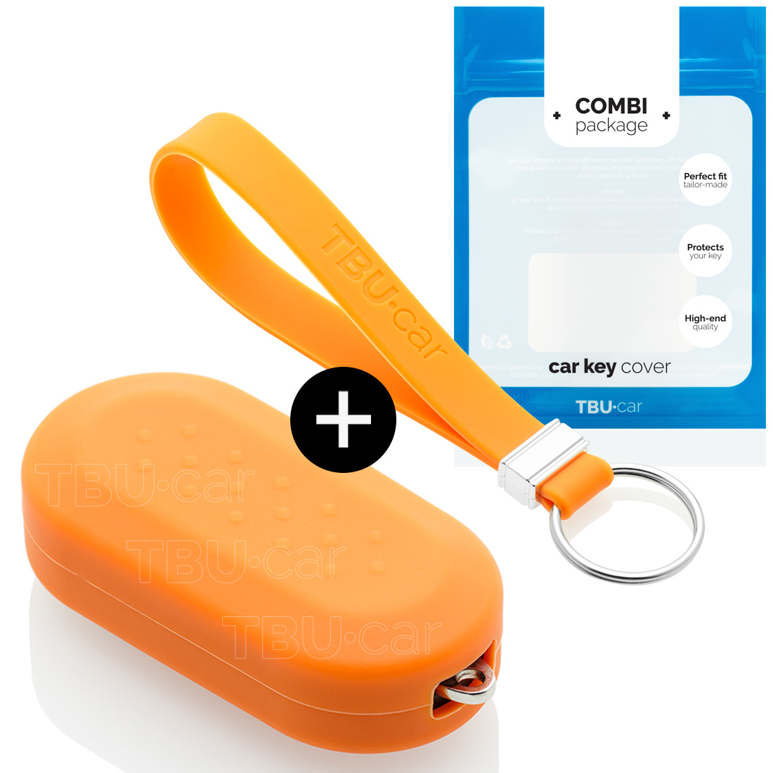 TBU car TBU car Funda Carcasa llave compatible con Fiat - Funda de Silicona - Cover de Llave Coche - Naranja