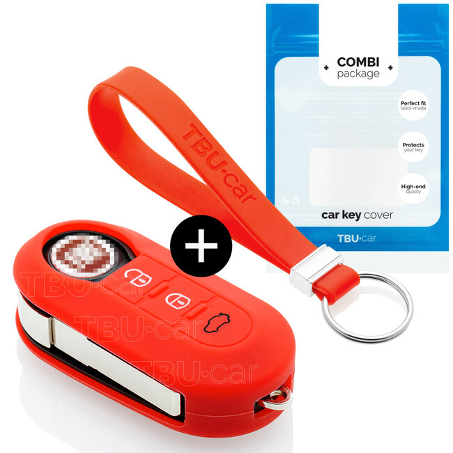 Sleutel cover compatibel met Fiat - Silicone sleutelhoesje - beschermhoesje autosleutel - Rood