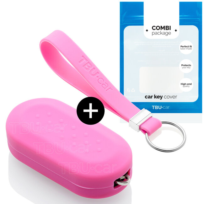 Funda Carcasa llave compatible con Fiat - Funda de Silicona - Cover de Llave Coche - Rosa