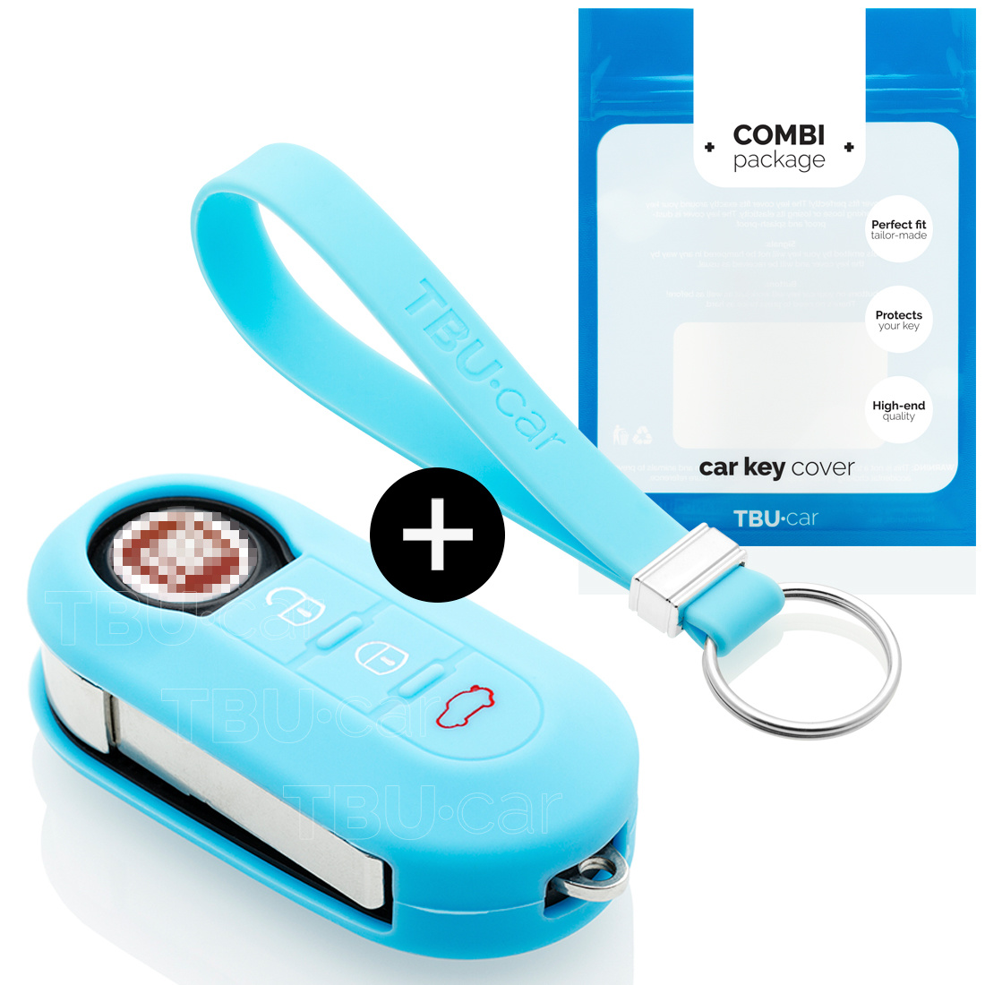 TBU car TBU car Car key cover compatible with Fiat - Silicone Protective Remote Key Shell - FOB Case Cover - Light Blue