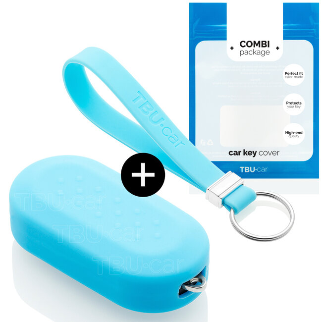 Car key cover compatible with Fiat - Silicone Protective Remote Key Shell - FOB Case Cover - Light Blue