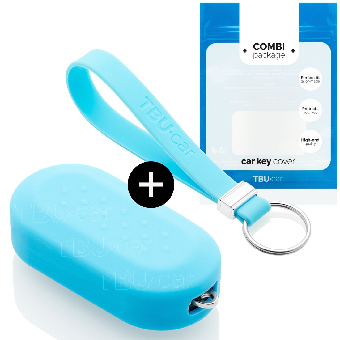 TBU car TBU car Car key cover compatible with Fiat - Silicone Protective Remote Key Shell - FOB Case Cover - Light Blue