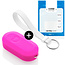 Capa para chave do carro compatível com Fiat - Capa Protetora de Chave Remota de Silicone - Tampa Remota FOB - Néon Rosa (Hearts)