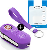 TBU car TBU car Car key cover compatible with Fiat - Silicone Protective Remote Key Shell - FOB Case Cover - Purple (Hearts)