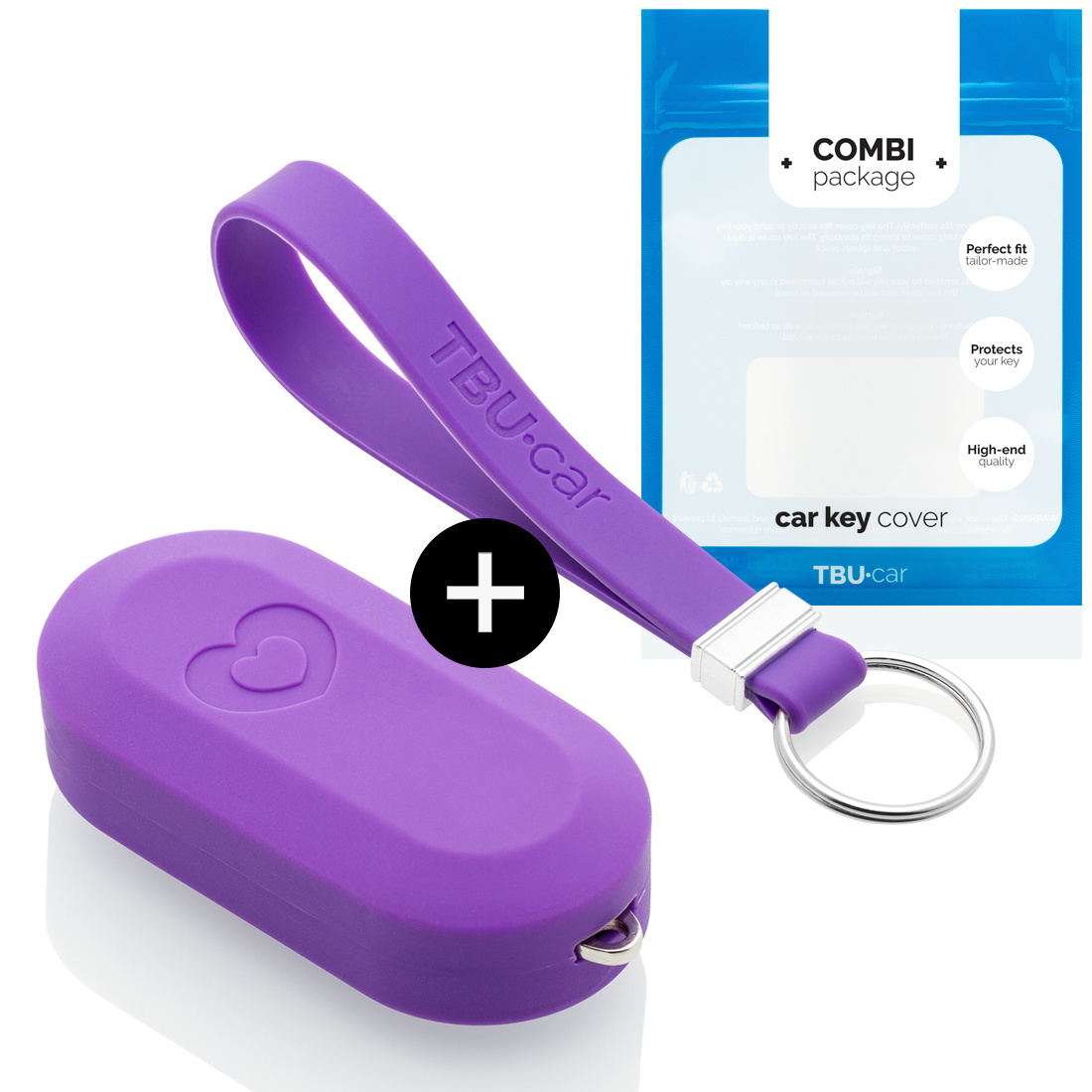 TBU car TBU car Car key cover compatible with Fiat - Silicone Protective Remote Key Shell - FOB Case Cover - Purple (Hearts)