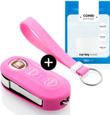 TBU car Fiat Capa Silicone Chave do carro - Capa protetora - Tampa remota FOB - Rosa (Hearts)