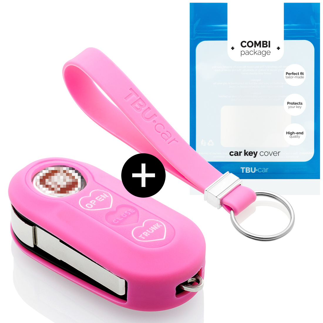 TBU car Fiat Capa Silicone Chave do carro - Capa protetora - Tampa remota FOB - Rosa (Hearts)