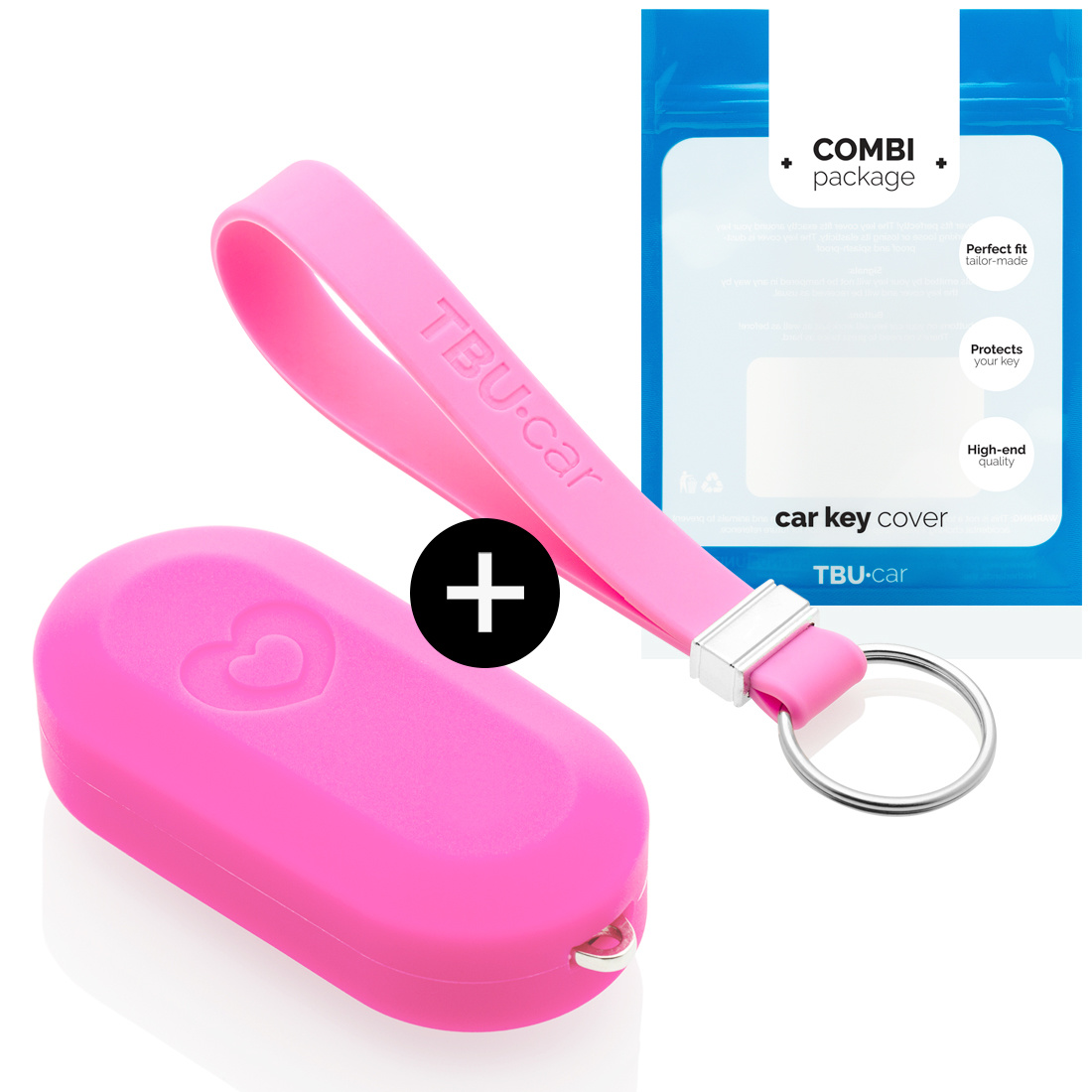 TBU car Fiat Capa Silicone Chave do carro - Capa protetora - Tampa remota FOB - Rosa (Hearts)