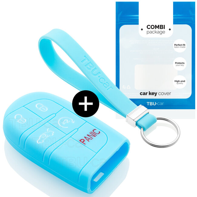 Car key cover compatible with Fiat - Silicone Protective Remote Key Shell - FOB Case Cover - Light Blue