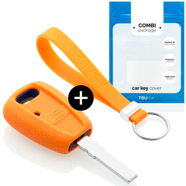Housse de Protection clé compatible avec Fiat - Coque Cover Housse étui en Silicone - Orange