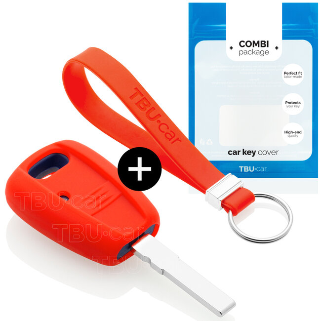 Car key cover compatible with Fiat - Silicone Protective Remote Key Shell - FOB Case Cover - Red