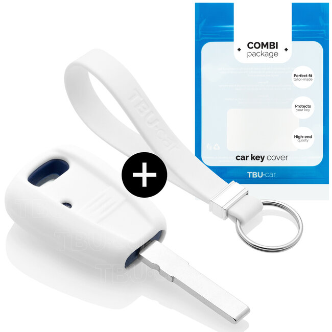 Car key cover compatible with Fiat - Silicone Protective Remote Key Shell - FOB Case Cover - White