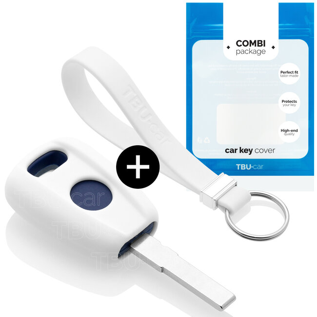 Car key cover compatible with Fiat - Silicone Protective Remote Key Shell - FOB Case Cover - White