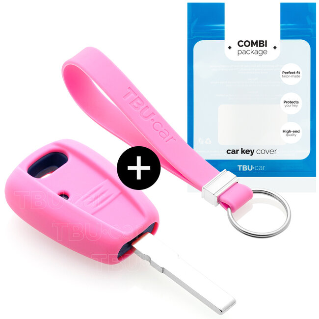 Car key cover compatible with Fiat - Silicone Protective Remote Key Shell - FOB Case Cover - Pink