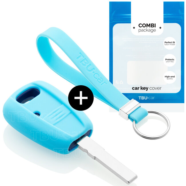 Housse de Protection clé compatible avec Fiat - Coque Cover Housse étui en Silicone - Bleu clair