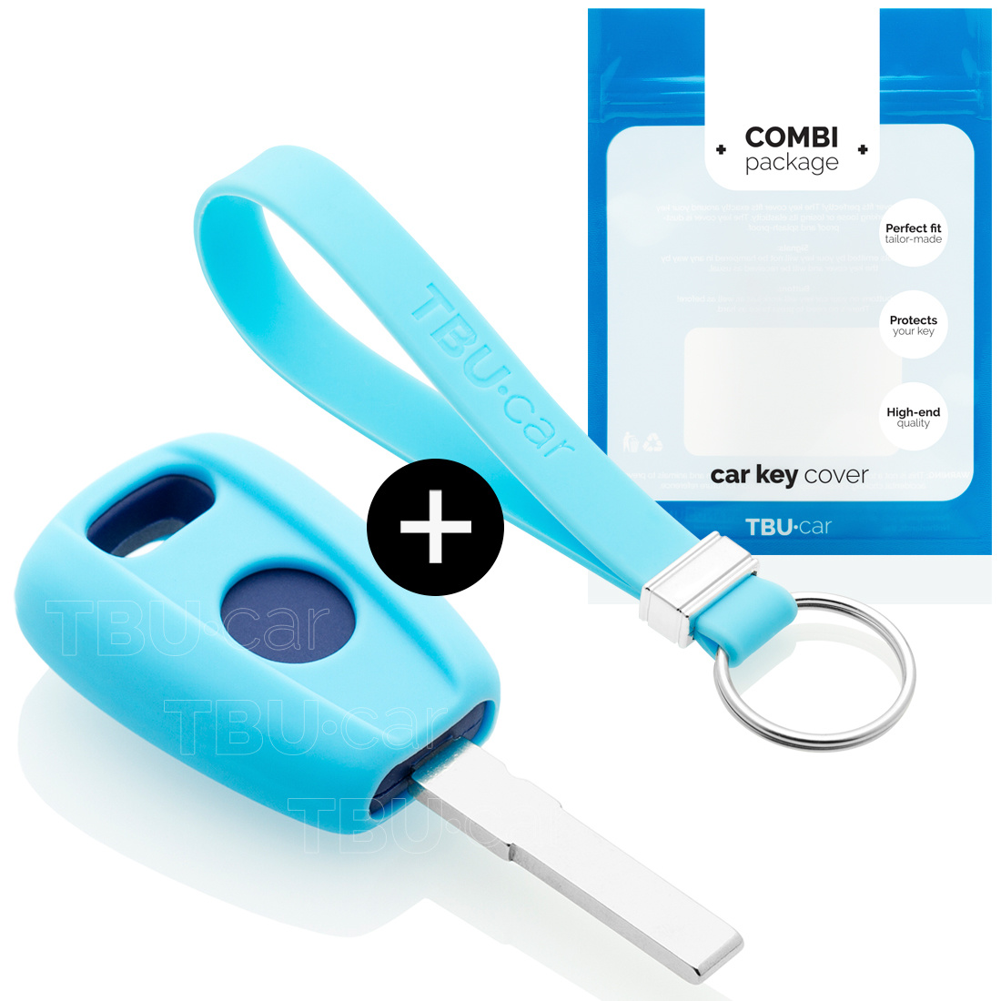 TBU car TBU car Car key cover compatible with Fiat - Silicone Protective Remote Key Shell - FOB Case Cover - Light Blue