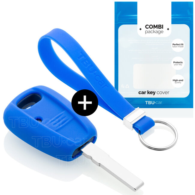 Sleutel cover compatibel met Fiat - Silicone sleutelhoesje - beschermhoesje autosleutel - Blauw
