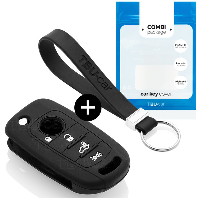 Funda Carcasa llave compatible con Fiat - Funda de Silicona - Cover de Llave Coche - Negro
