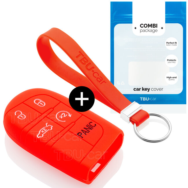 Capa para chave do carro compatível com Jeep - Capa Protetora de Chave Remota de Silicone - Tampa Remota FOB - Vermelho