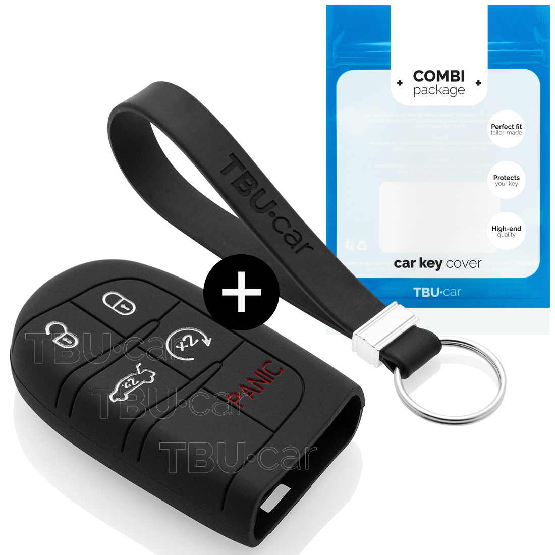 TBU car TBU car Car key cover compatible with Jeep - Silicone Protective Remote Key Shell - FOB Case Cover - Black